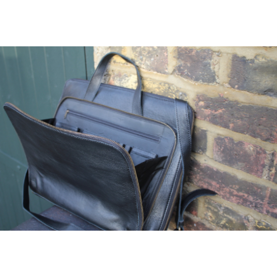 Tony Leather Laptop Bag Black for 18 inch 